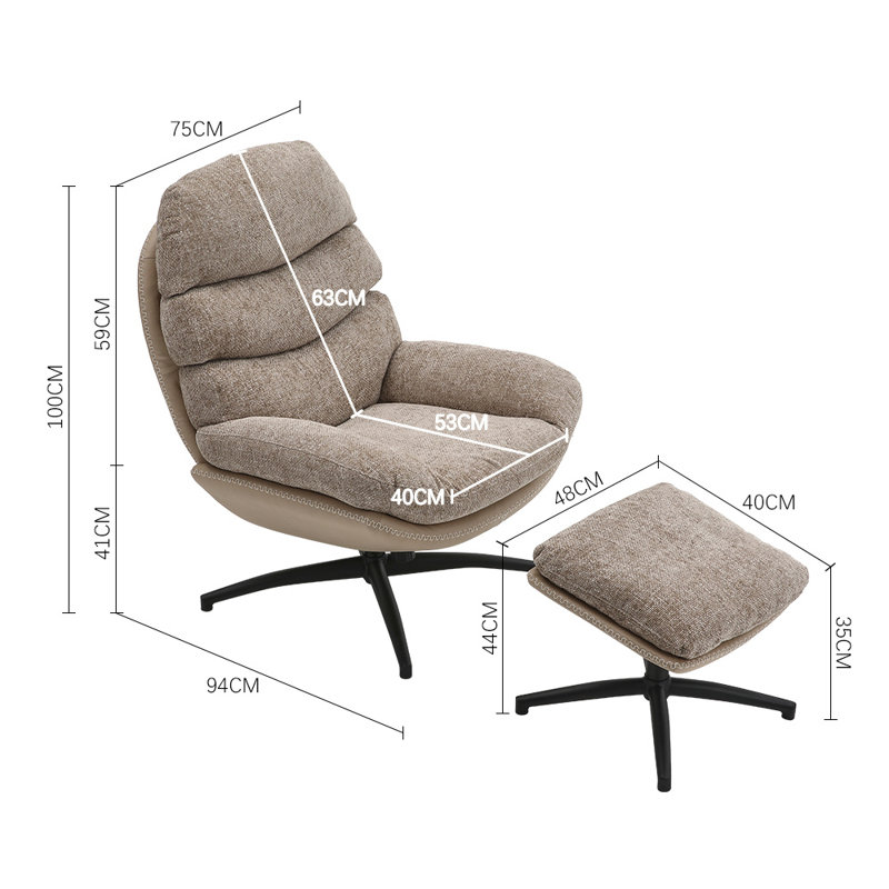 Alcuin Swivel Accent Chair with Footstool
