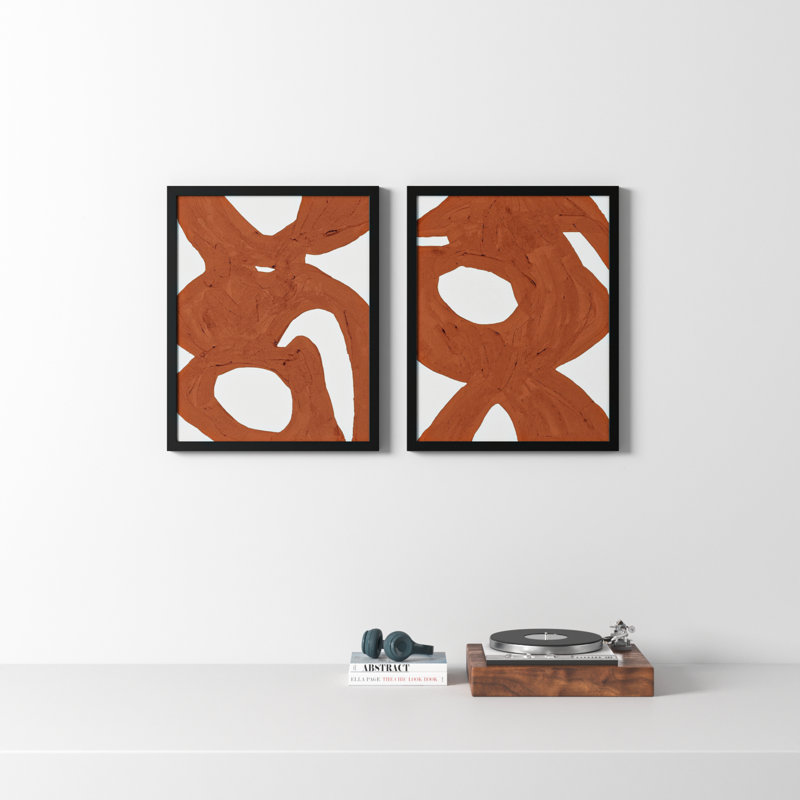 Copper Harmony Set Of 2 by Andrea Stokes, 30" H x 48" W x 1.25" D, Black Framed