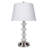 28.5" Tall Metal Table Lamp with Satin Nickel finish and Orb design, Linen Shade