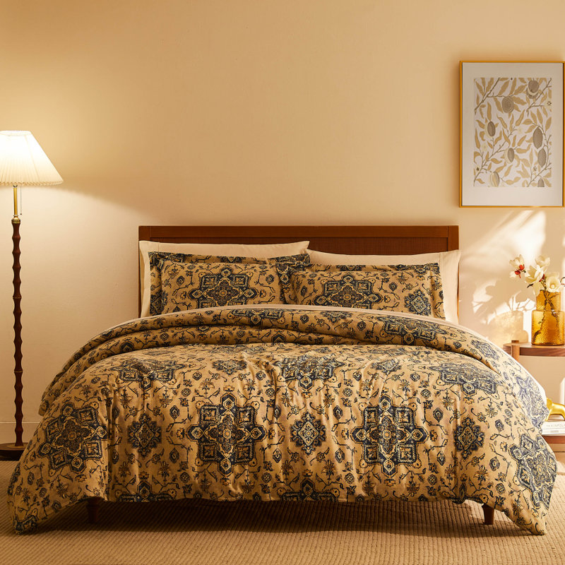 Persia oversized duvet cover set, Twin Duvet Cover + 1 Standard Sham, Indigo