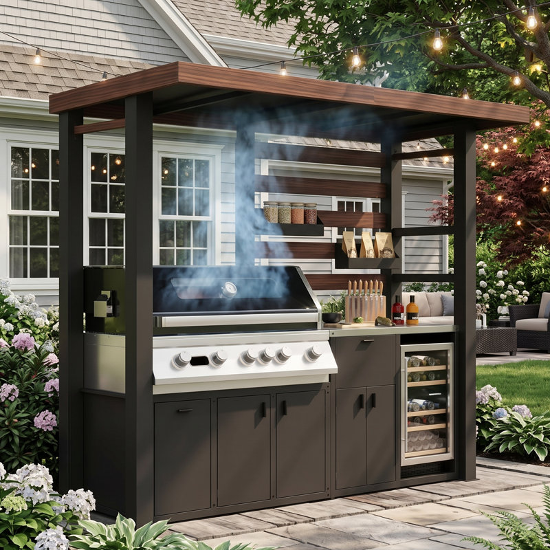 Armoire de cuisine d'extérieur en acier galvanisé de 103,3 po de largeur pour barbecue