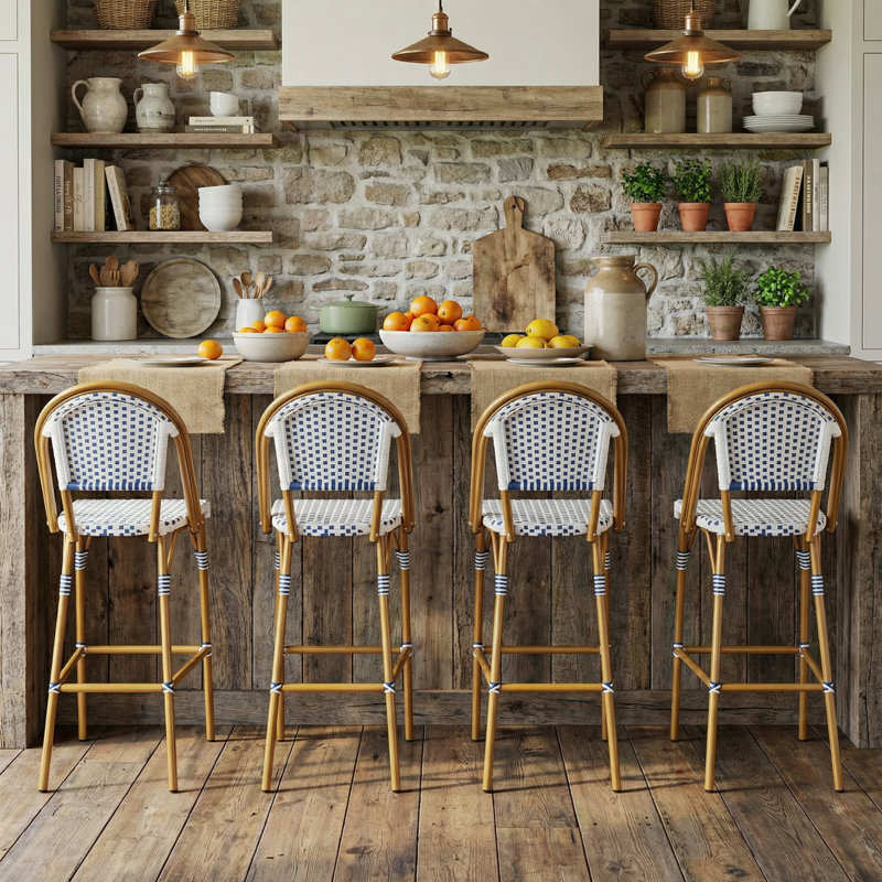 Ensemble de 4 tabourets de bar et de comptoir empilables à dossier haut avec structure en aluminium 4 pièces (ensemble de 4)