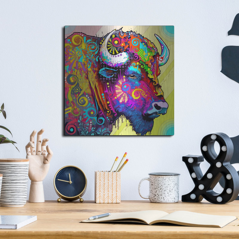 «The Profile Bison» par Dean Russo, H 12 po x l 12 po