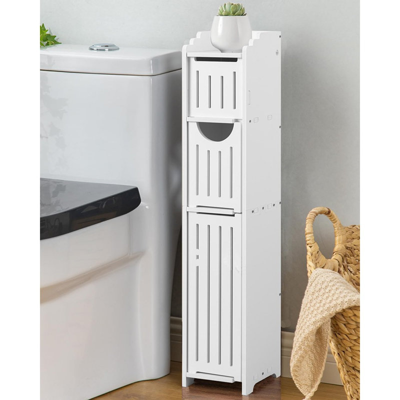 Bathroom TP Storage Cabinet – Compact Stand For Mega Rolls, White Finish