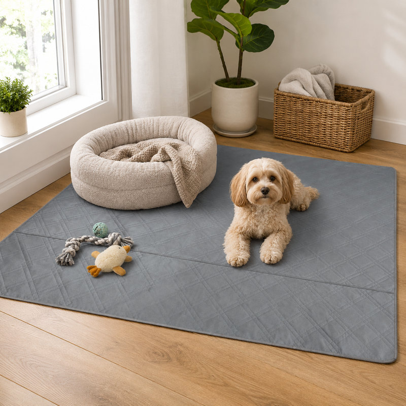 Tapis de parc 48 po imperméable pour chiot, tapis de clôture pliable pour chien avec tissu Oxford matelassé pour enclos intérieur et extérieur