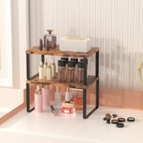 Set Of 4 Counter Shelves Kitchen Stackable Cabinet Shelf Organizer Expandable Counter Top Racks Bathroom Counter Organizer
