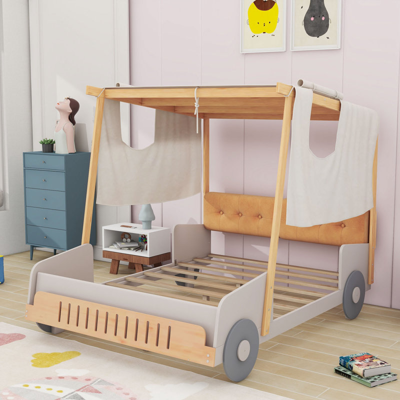 Car Bed With Magazine Rack and Comfort Pillow, Full