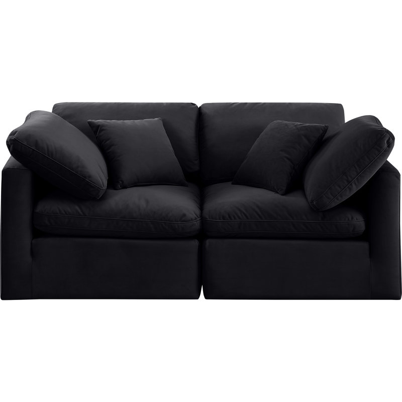 Itala 70'' Velvet Loveseat, Black Velvet
