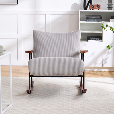 Chaise avec accoudoirs à bascule en métal gris, pour le salon