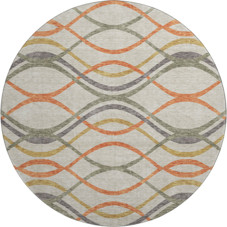 Premium Machine Washable Prisco Orange Rug
