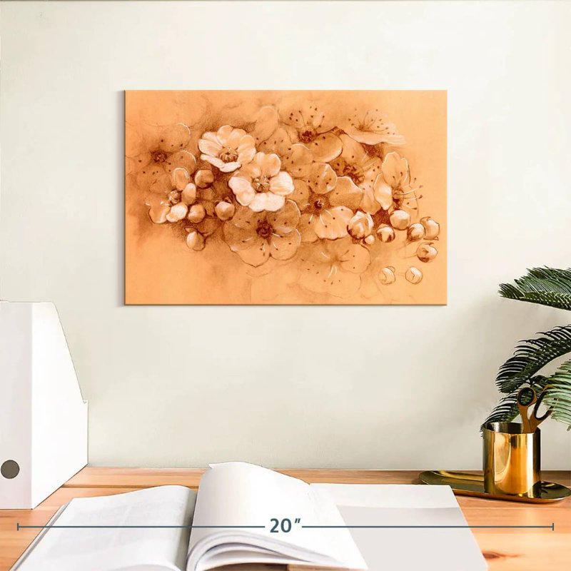 Harnek fleurs de printemps pastel orange, H 8 po x l 12 po
