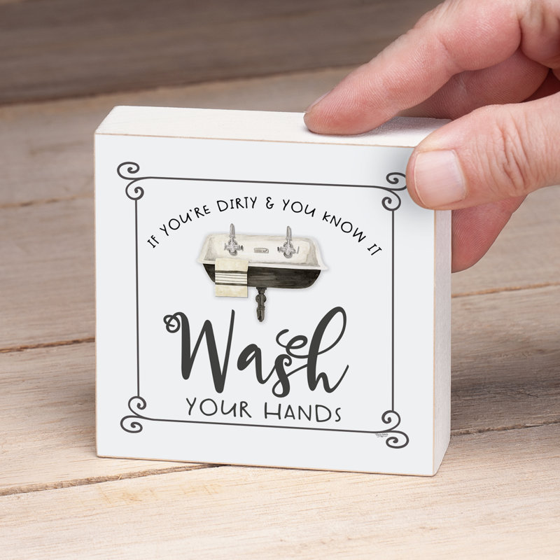 Wash Hands Wood Box Sign