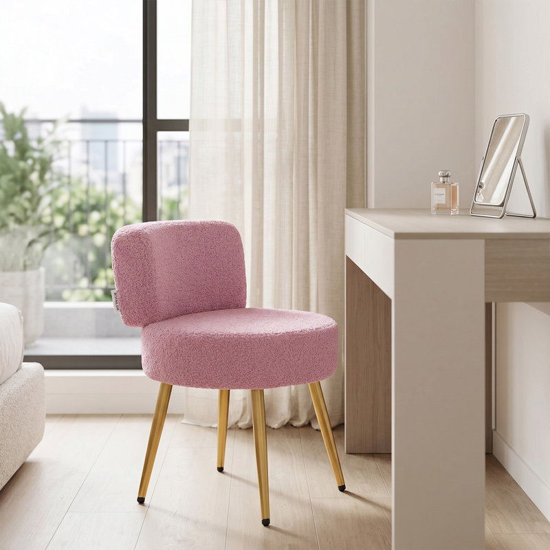 Solid Wood Accent Stool, Pink