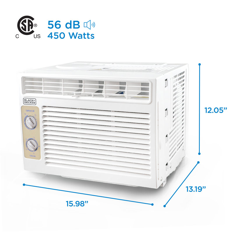Climatiseur de fenêtre de 5 000 BTU, noir et blanc, avec refroidisseur jusqu'à 150 pieds carrés blanc