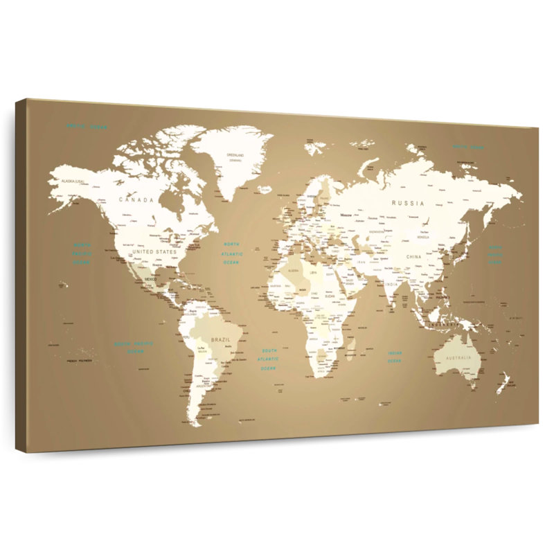 Chef-d'œuvre de la carte du monde Aliaz I, H 26 po x l 39 po