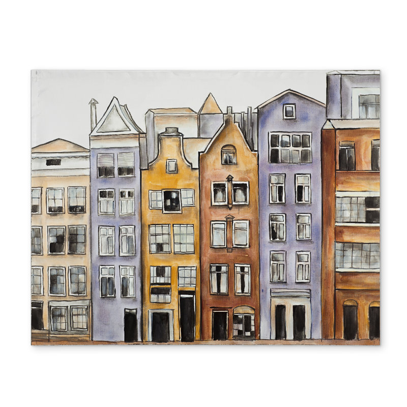 Amsterdam Houses Brown Polyester Placemat | Home Decor