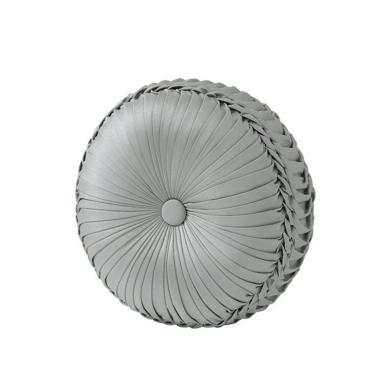SONDRA - POWDER BLUE TUFTED ROUND DECORATIVE THROW PILLOW, Spa Blue