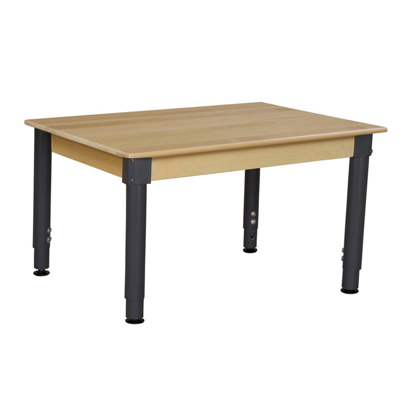 Table rectangulaire en bois franc à hauteur réglable, L 36 po x l 24 po, Non, 19 po à 30 po