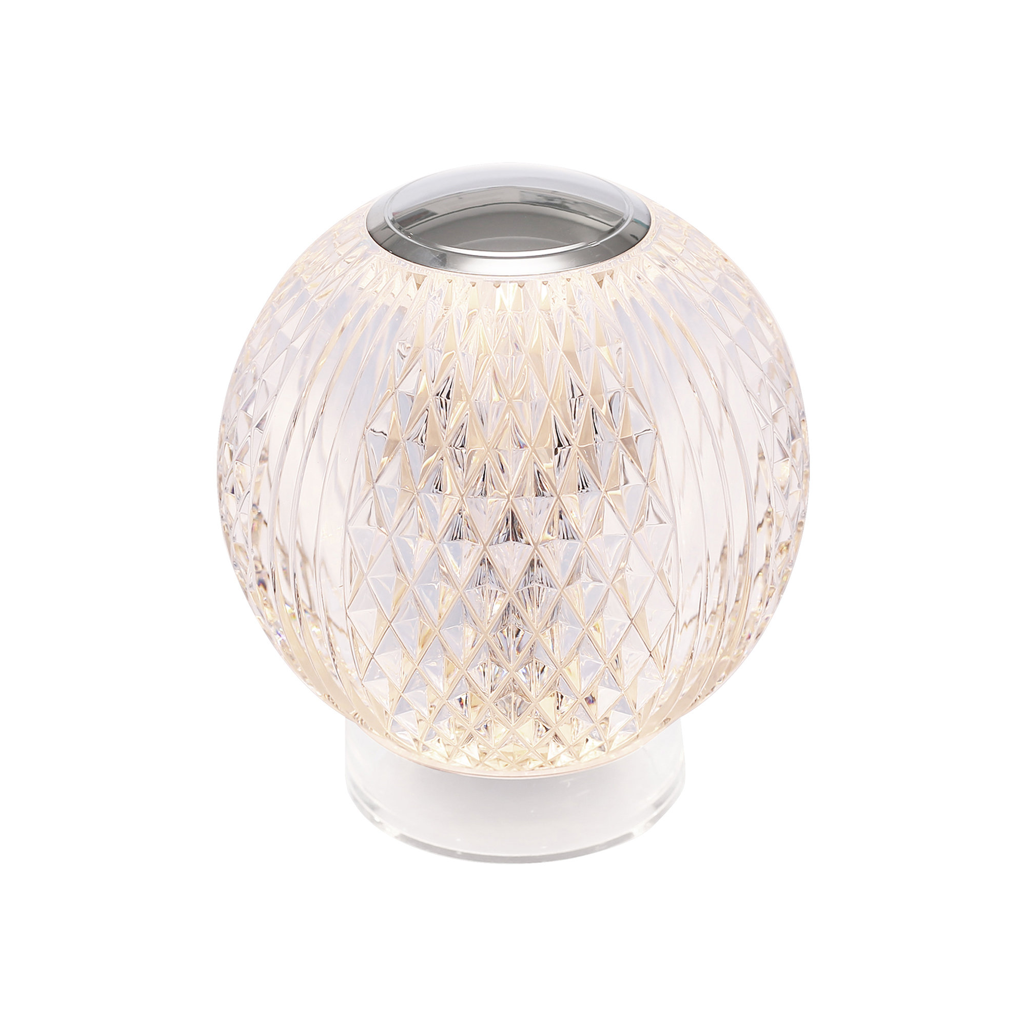 Marni Metal Globe Lamp, Clear/Polished Nickel, Polished Nickel, 5" H x 4.38" W x 4.38" D