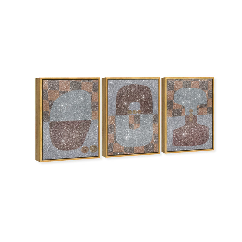 Checkered Dominos Set Set by Oliver Gal, 16" H x 11" W, Gold Floater Frame