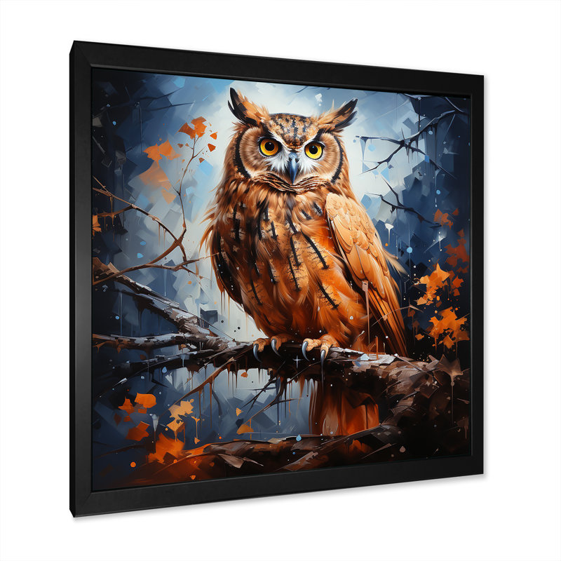 «Owl Twilights Mystique I» sur toile, Cadre simple noir, H 16 po x l 16 po x P 1 po