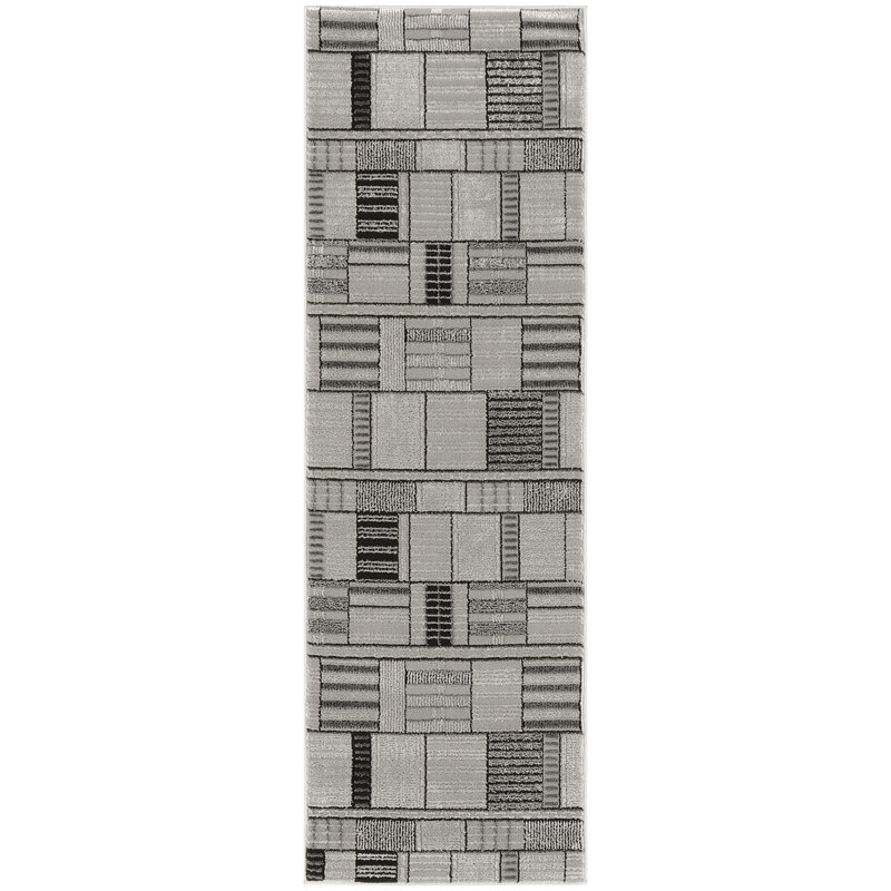 Faunsdale Black Grey Modern Indoor Rug, Runner 2' x 6'