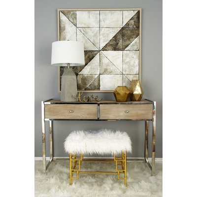 Metal Gold Stool with Faux Fur