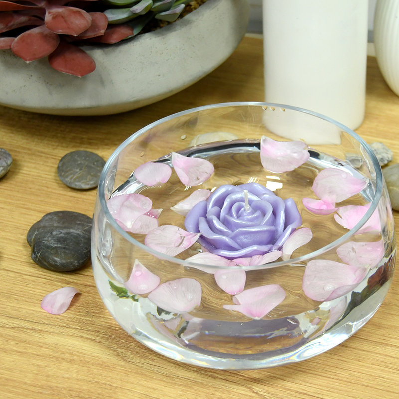 Bougie flottante rose non parfumée, Mauve, Ensemble de 12