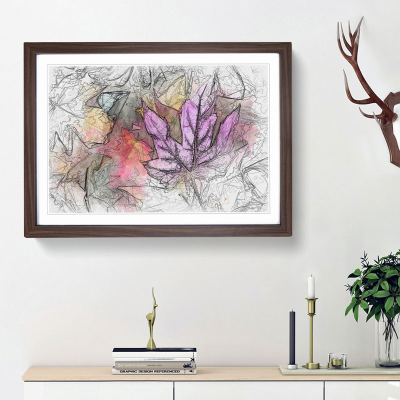 Colourful Autumn Leaves in Abstract - Picture Frame Graphic Art Print, Walnut Framed, 36cm H x 48cm W x 2cm D