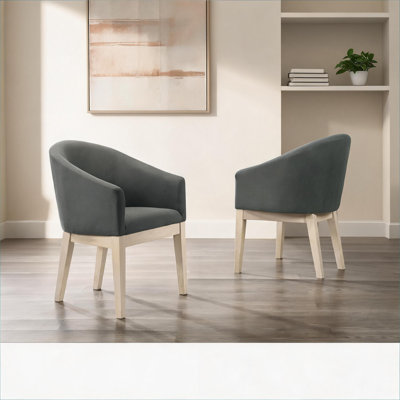 Ensemble de fauteuils d'appoint en tonneau en tissu, 2 coussins gris doux pour le salon et les entrées