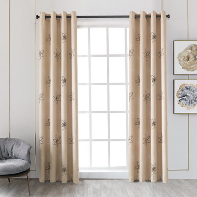 Panneau de rideau simple obscurcissant à motif floral avec œillets Casperson