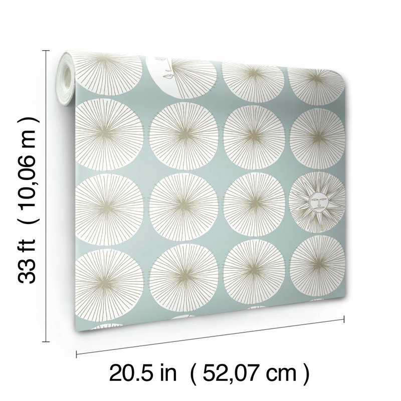 Geometric Peel & Stick Wallpaper Roll, Light Blue/Glint