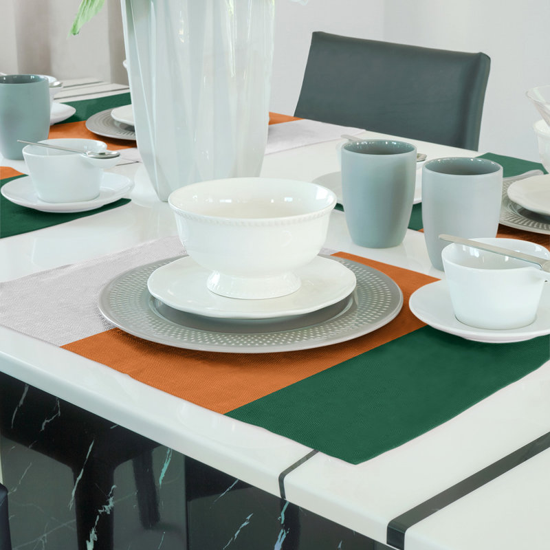 Récapitulatif de 18 po Miami, Blanc / milieu orange, Sergé de coton