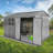 Metal Garden Sheds 12Ftx10ft Outdoor Storage Sheds White+Black With Window With Sliding Door-113767411