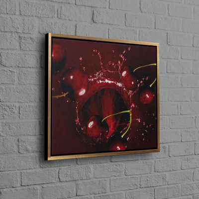 Art mural moderne en toile de coton avec un motif de jus de cerise et de cerises pour une décoration intérieure élégante et des idées de cadeaux uniques
