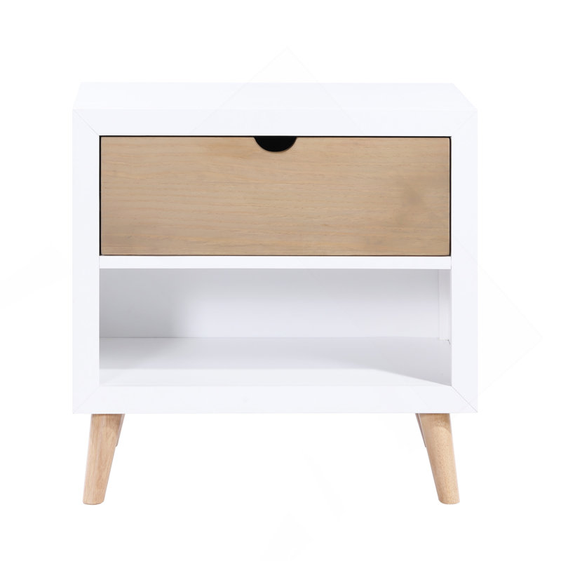 Ensemble de meubles de chambre à coucher avec tiroir et finition ouverte blanc et naturel 1pc