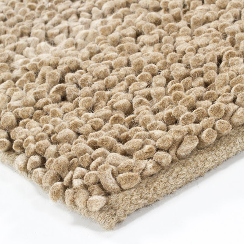 Kristina Hand-Woven Authentic Handmade Classic Light Brown Shag Wool Area Rug
