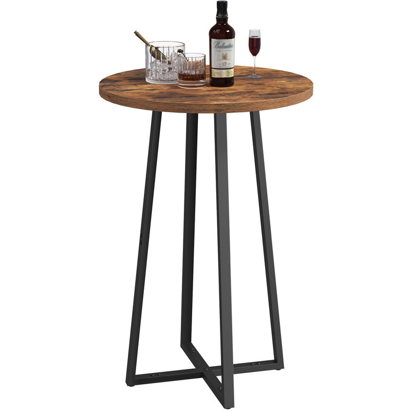 Table de bar ronde de 35,4 po de hauteur, hauteur de bar pour la cuisine, avec base en croix