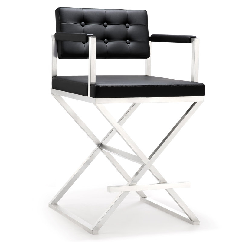 Tabouret de bar et de comptoir Molewski, Noir, noir, noir, noir, Tabouret de comptoir (siège d'une hauteur de 26 p