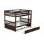 Lit superposé double en bois d'hévéa double avec lit gigogne, échelle et garde-corps, convertible en 2 lits doubles, avec lit gigogne simple-1203781192