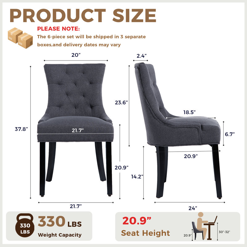 Ensemble de 8 chaises de salle à manger rembourrées Modern, Gris