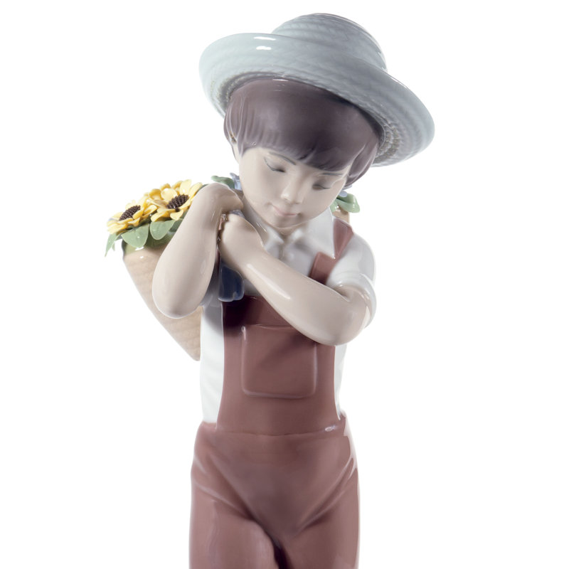Gathering Flowers Boy Figurine
