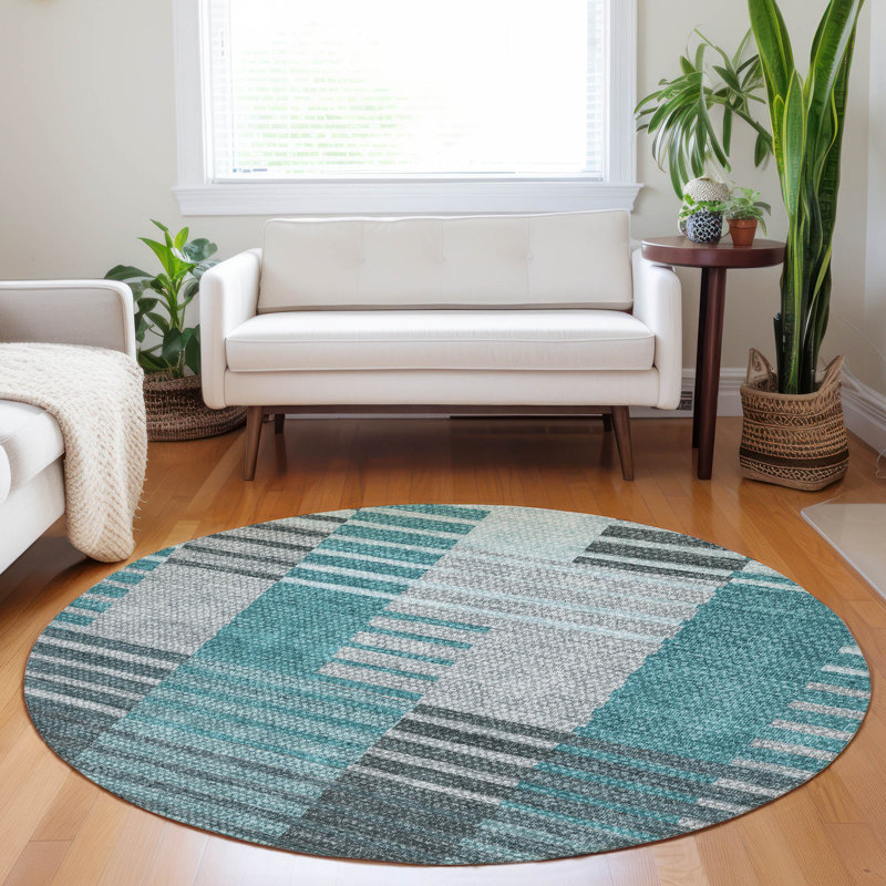 Tapis intérieur / extérieur Karsyn avec envers antidérapant, Rond 8 pi