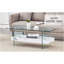 Table basse rectangulaire flottante double couche, pieds en verre blanc, pieds en verre blanc-195403268