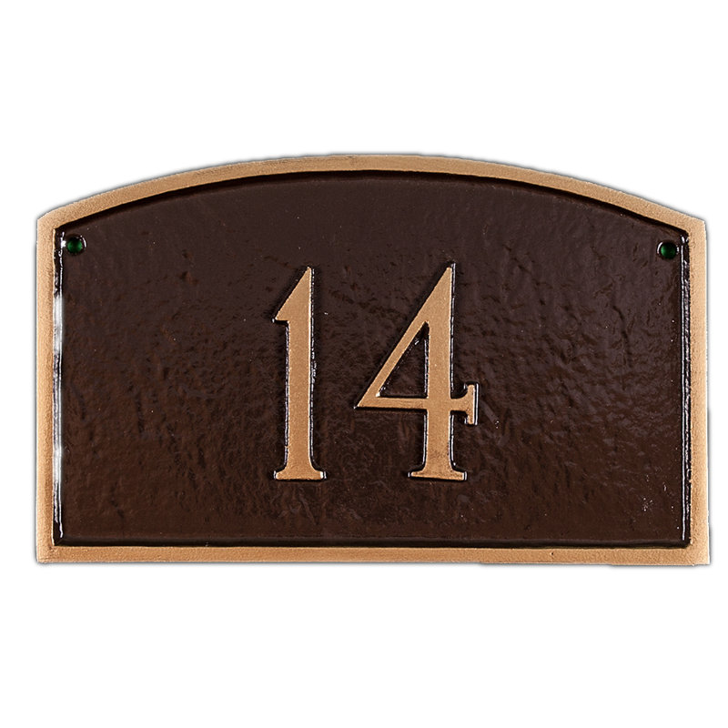 Plaque d'adresse murale 1 ligne Petite, Bronze vieilli / doré