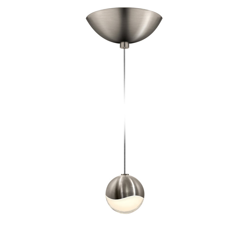 Grapes 1 - Light LED Pendant, 2.5" H x 2.5" W x 2.5" D, White, Satin Nickel