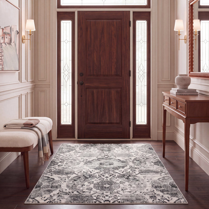 Tapis oriental crème/argenté Barefield, Rectangle 4' x 6'