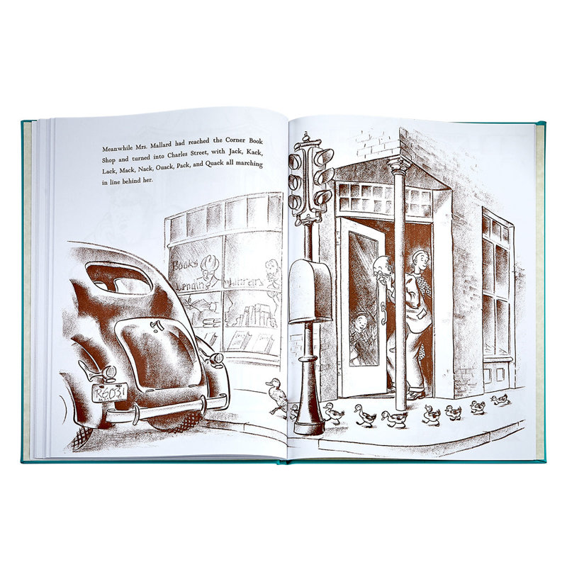 Graphic Image Make Way For Ducklings Coffee Table Book, Leather, Teal Blue