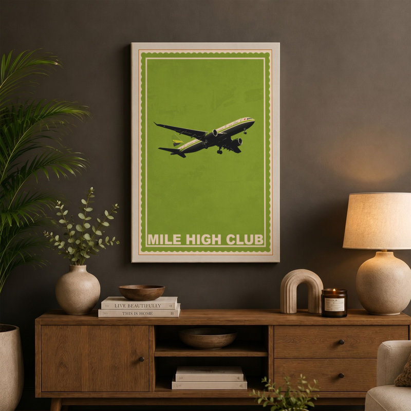 Mile High Club Retro - Wrapped Canvas, 36x24 - 91.4 x 61.0 cm, Terracotta Border