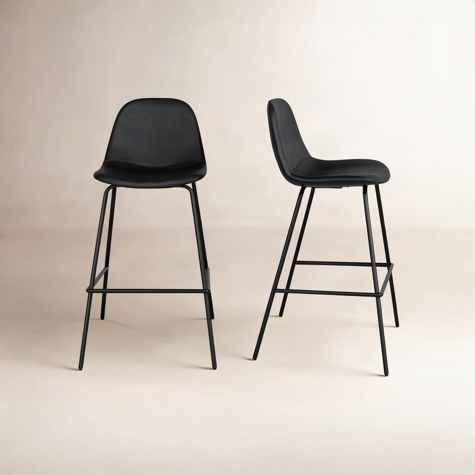Kody Bar and Counter Stool, Counter Stool (23.75" Seat Height), Midnight Black Vegan Leather